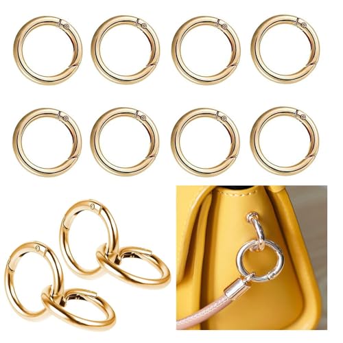 Esforzarse 50 Stück Schlüsselanhänger Schnalle, runder Feder-Karabiner für Schlüsselanhänger und Anhänger, Karabinerring für Handtasche, DIY-Taschenhaken - 28 mm, Gold von Esforzarse