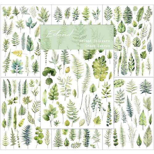 Esland Greenery Leaves Planer-Aufkleber, selbstklebend, ästhetische Pflanzenaufkleber für Kalender, Scrapbooking, Verzierung, DIY, Kunst, Handwerk, Journaling-Zubehör für Planer und Naturliebhaber von Esland