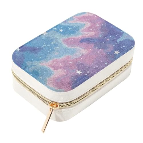 Eslifey Kleine Schmuckschatulle mit Galaxie-Einhorn-Himmel, doppellagig, Reise-Schmuck-Organizer für Frauen und Mädchen von Eslifey