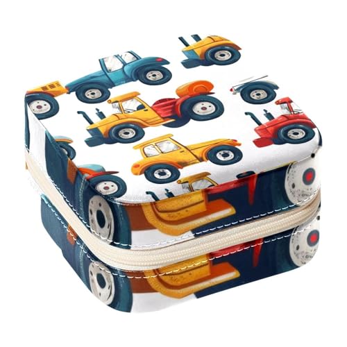 Eslifey Tragbare Mini-Schmuckschatulle für Reisen, Cartoon-Traktor-LKW-Muster, kleines Schmuckkästchen für Damen, Leder-Ring-Organizer von Eslifey