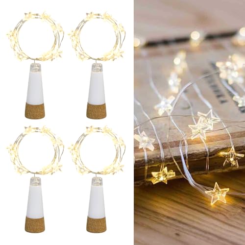 Esoes LED Flaschenlichter, USB betrieben Wiederaufladbar, 2 m 20 LED Lichterkette Sternenhimmel Zum DIY Weihnachten Halloween Partys Hochzeit Geburtstag (Sterne - 4pcs) von Esoes