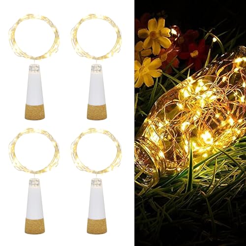 Esoes LED Flaschenlichter, USB betrieben Wiederaufladbar, 2 m 20 LED Lichterkette Sternenhimmel Zum DIY Weihnachten Halloween Partys Hochzeit Geburtstag (Warm - 4pcs) von Esoes