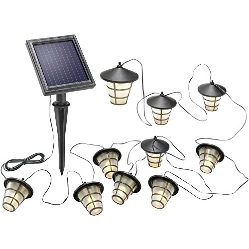 Esotec Solar Lichterkette Asia Style, 10 LED Laternen, 6 Meter, warmweiß, Akku, Solarmodul, Erdspieß, autarke Beleuchtung, Dekoration Feier Hochzeit, Garten, Terrassenlicht, außen, winterfest, 102152 von Esotec