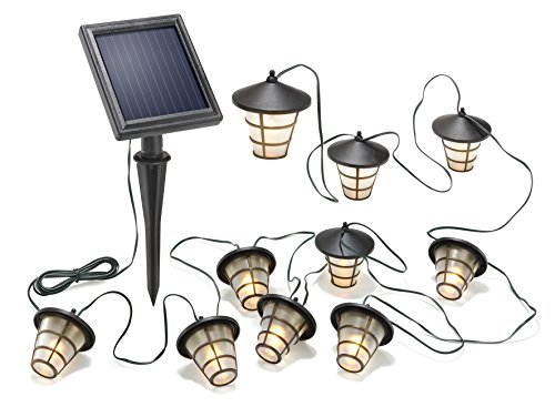 Esotec Solar Lichterkette Asia Style, 10 LED Laternen, 6 Meter, warmweiß, Akku, Solarmodul, Erdspieß, autarke Beleuchtung, Dekoration Feier Hochzeit, Garten, Terrassenlicht, außen, winterfest, 102152 von Esotec