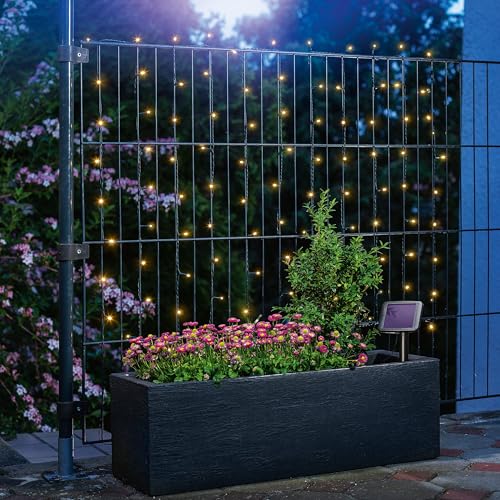 Esotec Solar Lichterkette, 10m, 100 LEDs, warmweiß, Zuleitung 2m, Akku, Solarmodul, Erdspieß, Außenlichterkette, Partylichterkette, Hochzeitsdeko, Garten, Terrasse, winterfest, außen, 102170 von Esotec