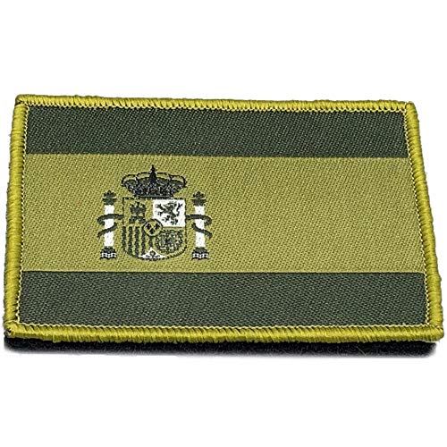 Taktischer bestickter Aufnäher Flagge Spanien selbstklebend mit Klettverschluss – Militärgrün Aufnäher für Airsoftweste – Aufnäher Flagge Spanien – Airsoft Aufnäher für Militärrucksäcke – 75 x 50 mm von España