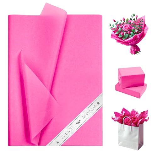 25 Blätter Fuchsia Seidenpapier 50x75 cm - Verpackungspapier für Floristen, Geschenkverpackungen, Schredderpapier, Paketverpackung, Dekoration, Seidenpapier für Pompons von Espirito Rebelde Lda.