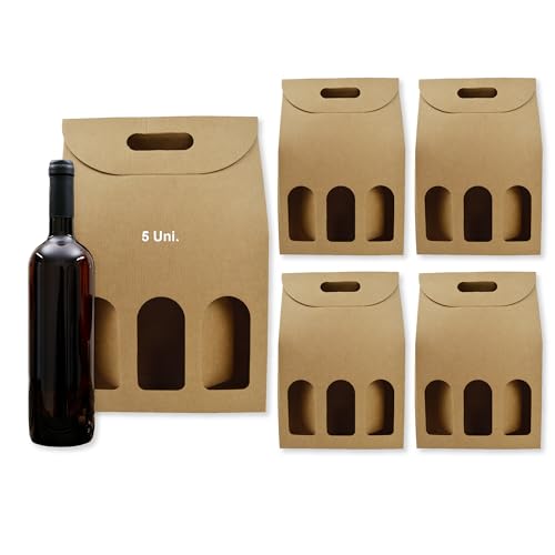 5 x leere braune Pappschachtel für 3 Weinflaschen, 27 x 9 x 40 cm, Ostern, Geburtstag, für Weingeschäfte von Espirito Rebelde