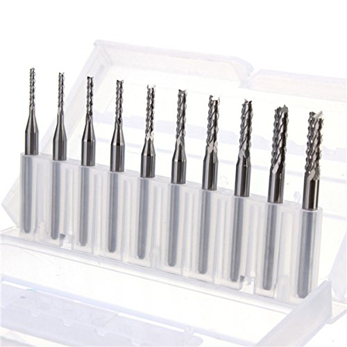 EsportsMJJ Db-M3 10Pcs 1.3Mm-3.175Mm Carbide End Mill Engraving Bits For Cnc Pcb Rotary Burrs von EsportsMJJ