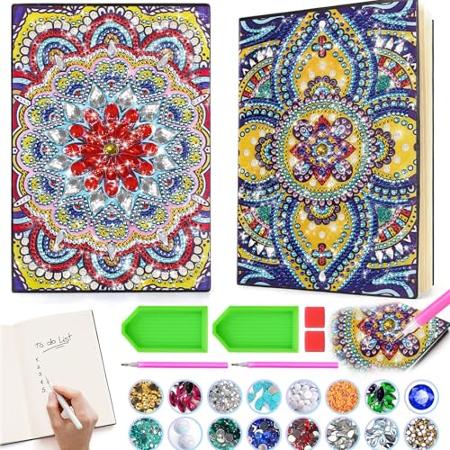 Basteln Mädchen 6-12 Jahre, Mandala Diamond Painting Notizbuch für Kinder, Bastelset Kinder ab 6 7 8 10 Jahre, 5D-Diamant-Malen nach Zahlen Bastelset für Mädchen Geburtstagsgeschenk ab 6-12 Jahre von Esriptoyz