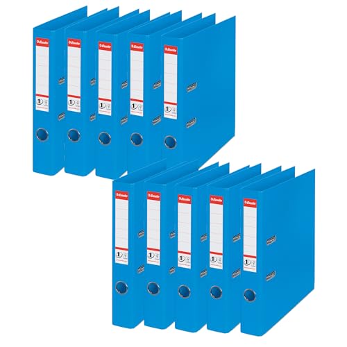 Esselte 624071 Mini-Aktenordner PVC Raumsparschlitze 50 mm Rücken A4 10 Stück blau von Esselte