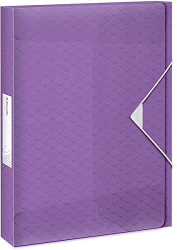 Esselte A4-Ablagebox, fasst 200 Blatt, 25 mm Rückenbreite, transparente Dokumentenaufbewahrungs-Organisationsmappe zur Schreibtischorganisation, Colour'Breeze Serie, Lavendel, 628450 von Esselte