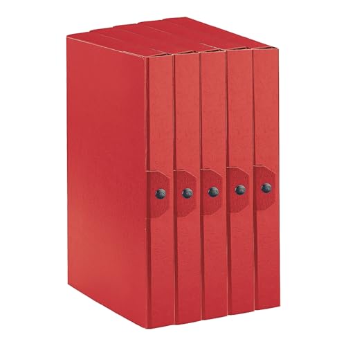 Esselte C24 EUROBOX Projektmappe mit Knopfverschluss, 25 x 35 cm, Rücken 4 cm, rot, 5er Pack, 390324160 von Esselte