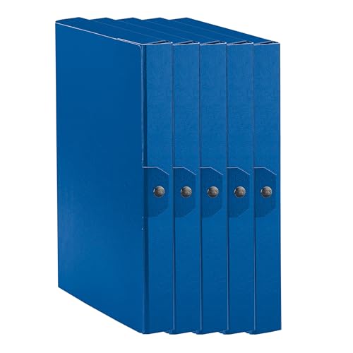 Esselte C24 Eurobox Projektmappe mit Knopfverschluss, 25 x 35 cm, Rücken 4 cm, blau, 5er Pack, 390324050 von Esselte