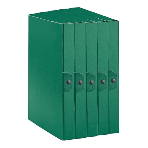 Esselte C24 Eurobox Projektmappe mit Knopfverschluss, 25 x 35 cm, Rücken 4 cm, grün, 5er Packung, 390324180 von Esselte