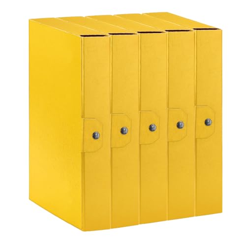 Esselte C26 EUROBOX Projektmappe mit Knopfverschluss, 25 x 35 cm, Rücken 6 cm, gelb, Packung mit 5 Stück, 390326090 von Esselte