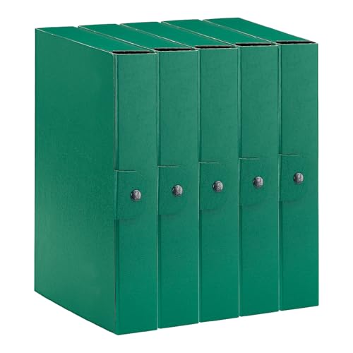 Esselte C26 Eurobox Projektmappe mit Knopfverschluss, 25 x 35 cm, Rücken 6 cm, grün, 5er Packung, 390326180 von Esselte