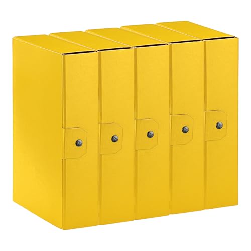 Esselte C28 EUROBOX Projektmappe mit Knopfverschluss, 25 x 35 cm, Rücken 8 cm, gelb, Packung mit 5 Stück, 390328090 von Esselte