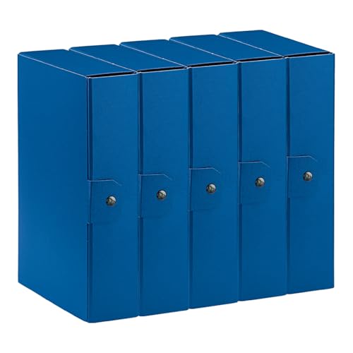 Esselte C28 Eurobox Projektmappe mit Knopfverschluss, 25 x 35 cm, Rücken 8 cm, blau, 5er Pack, 390328050 von Esselte