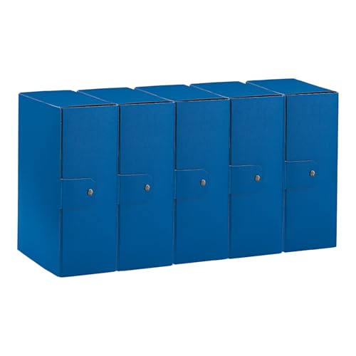 Esselte C32 Eurobox Projektmappe mit Knopfverschluss, 25 x 35 cm, Rücken 12 cm, blau, 5er Pack, 390332050 von Esselte