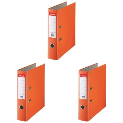 Esselte DIN A4 Ordner, OSerie, 75 mm Rückenbreite, Kunststoff, 1er-Pack, 11234, breit,orange (Packung mit 3) von Esselte