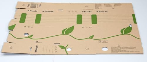 Esselte Eco Archiv-Schachtel, 80 mm Rückenbreite, Aktenkarton A4, 100 % recycelte Wellpappe, 100 % recycelbar, Archivboxen mit geometrischem Design, Eco Archiv Serie, 25 Stück, Naturbraun, 623916 von Esselte