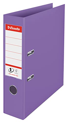 Esselte No.1 A4-Ordner PP, 500 Blatt Kapazität, 75 mm Rückenbreite, leichter & robuster A4-Ordner für Zuhause/Büro, zur Schreibtischorganisation, Colour'Breeze Serie, Lavendel, 628432 von Esselte