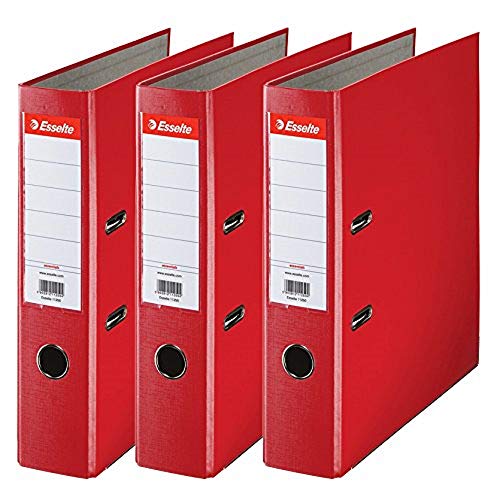 Esselte Ordner breit, DIN A4, 3er Pack, 7,5 cm Rückenbreite, Kunststoff-Ordner, Rot, 624292 von Esselte