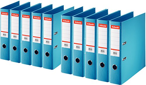 Esselte Plastik-Ordner Standard, Din A4, 75 mm, auswechselbares Rückenschild (10er Pack, Hellblau) von Esselte