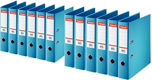 Esselte Plastik-Ordner Standard, Din A4, 75 mm, auswechselbares Rückenschild (12er Pack, Hellblau) von Esselte