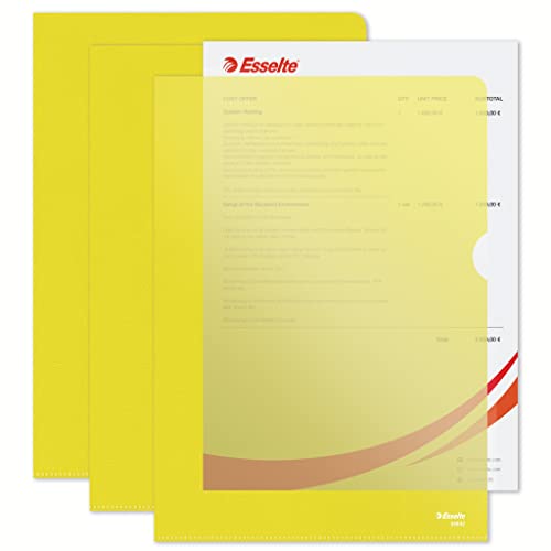 Esselte Sichthüllen-Set Standard Plus, 100 Stück, A4 Format, Gelb mit matter Oberfläche, 0,115 mm PP-Folie, 54842 von Esselte