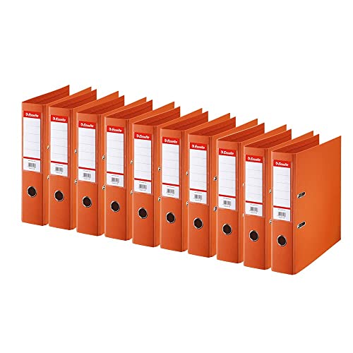 Esselte Standard, 10 x Ordner mit Hebel, Orange, 75 mm Rücken, A4, PP, 320240 von Esselte