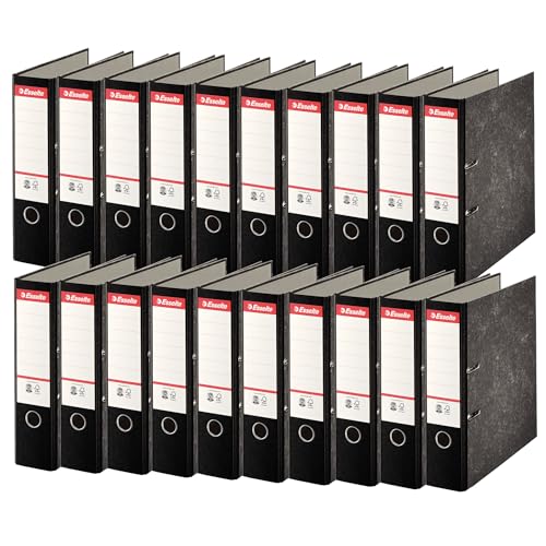 Esselte Standard-Ordner A4, 20er Pack, 75 mm, Breit, Schwarz, 46997 von Esselte