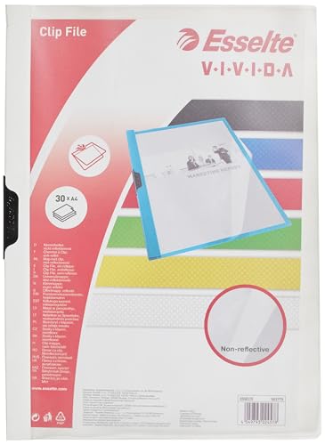 Esselte Vivida Klemmmappe CLIP FILE – Dosier für 30 Blatt, Kunststoff, flexibel, A4, weiß von Esselte