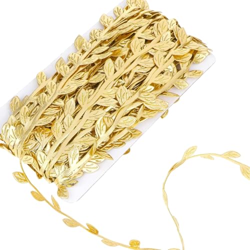 Esshogo Künstliche Weinrebe, goldfarbenes Blatt, DIY-Kunsthandwerk und Rattan-Dekoration, Dekoband Goldene Geschenkband Hochzeit Gold Dekorative Künstliche Reben Blätter von Esshogo