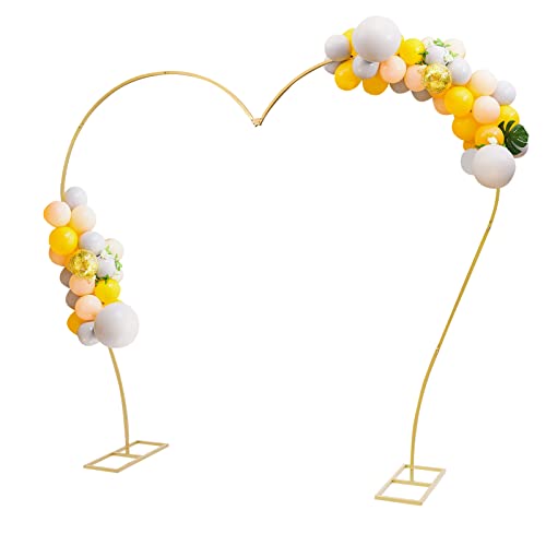 Herzförmiges Ballon Bogen Rahmen Kit Hochzeit Ballonbogen Garten Weiß Metall Hochzeitsbogen Hochzeitsbogen für Geburtstagsfeier Hochzeit Gartendekoration (Gold) von Estabeter