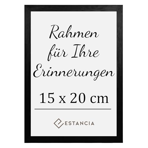 Estancia Schwarzer Holz Bilderrahmen 15x20 cm mit Bruchsicherem Acrylglas | Bilderrahmen 20x15 cm | Bilder 15x20 cm | Rahmen 15x20 cm | Fotorahmen 15 x 20 cm von Estancia