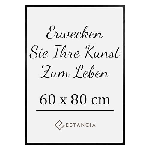 Estancia Schwarzer Holz Bilderrahmen 60x80 cm mit Bruchsicheres Acrylglas | Großer Bilderrahmen 80x60 cm | Schwarz Rahmen 60x80 cm | Bilderrahmen aus Holz 60 x 80 cm von Estancia