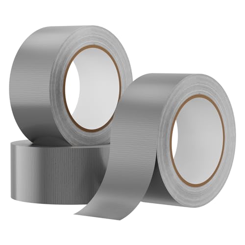 Estefanlo Panzertape Extra Stark,3 Rollen Duct Tape,50mm×30m Handreißbar Panzertape klebeband,Wasserfestes Klebeband für Reparatur markierungen Gewebe Klebeband(Grau 3 Rollen) von Estefanlo