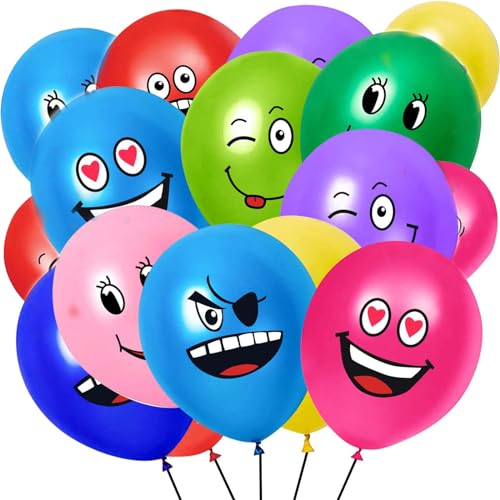 Emotion Serie Latex Luftballons Bunt Party Luftballons Niedlich Lustig Luftballons für Party Dekorationen Cartoon Kindergarten Schulaktivität Ballon Party Dekoration (100) von Esteopt