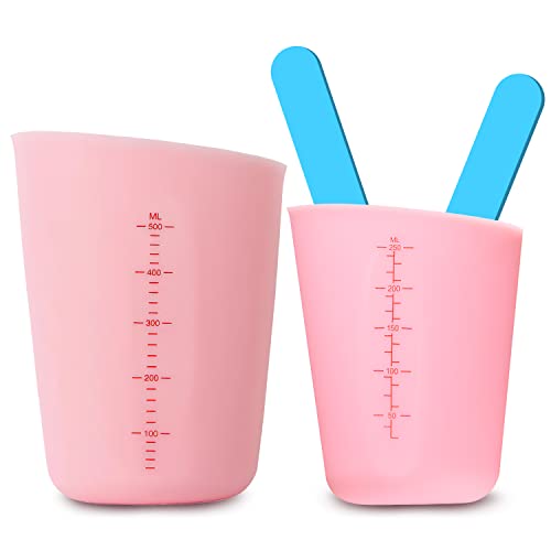 Messbecher aus Silikon,2Stk Silikon Messbecher für Harz,silikon messbecher set 250ml 500ml,Silikonbecher,silikon messbecher epoxidharz,Silicone Measuring Cups für Gießformen,Diy Handmade (Rosa) von Esteopt