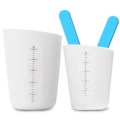 Messbecher aus Silikon,2Stk Silikon Messbecher für Harz,silikon messbecher set 250ml 500ml,Silikonbecher,silikon messbecher epoxidharz,Silicone Measuring Cups für Gießformen,Diy Handmade (Transparent) von Esteopt