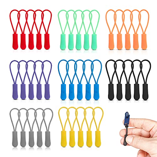 Reißverschluss Anhänger zur Reparatur,40 Stück Zipper Pulls,8 Farben,Nylon Ersatzzipper zum Einfädeln,Reißverschluss Schieber für Sportbekleidung, Rucksack, Camping, Reißverschluss Slider Laschen von Esteopt