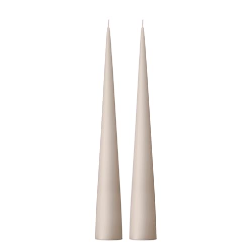 Ester & Erik Linen Grey Cone Candles - 2er Set in Geschenkbox - 25 cm hohe Kegelkerzen mit Baumwolldocht - Hergestellt aus 100% parfümfreiem, geruchlosem reinem Paraffinwachs - 13+ Stunden Brenndauer von Ester & Erik