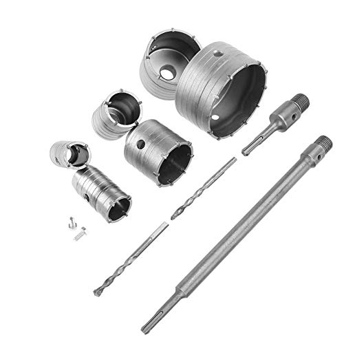 Bohrkronen Set, 10-teiliges TCT-Kernbohrset, Kernbohrer mit 6 Durchmesser Ø35 mm, 40 mm, 50 mm, 65 mm, 80 mm und 110 mm, mit SDS Plus-Verlängerungsschaft von Estink