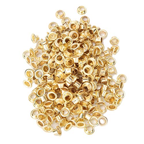 Estink Goldene Ösen Kupfer Ösen, 4 Mm, 250 Stück Metallösen, Ösen Grommet Kit, Ösen für Papierdokumente, für Schuhe, Gürtel, Tasche, Anhänger von Estink