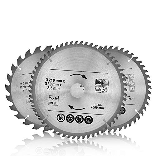 Kreissägeblatt, 3-tlg Sägeblatt 210mm 24T 40T und 48T Handkreissägen mit Maximale 7000 Drehzahl, Bohrung 30 mm, zum Sägen in Holz von Estink