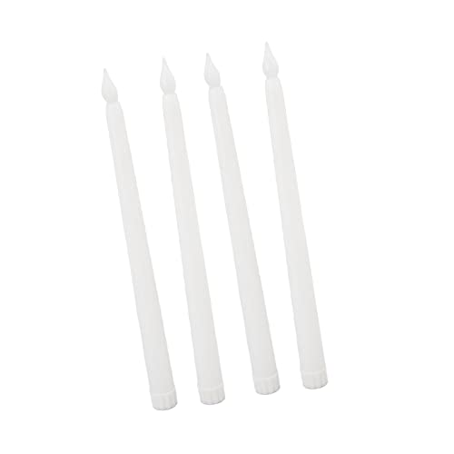 Estink LED-Stabkerzen, Umweltfreundlich, Schöne Warme Beleuchtung, Flammenloses Elektrisches Kerzenlicht für Festival-Dekoration, Langlebige Beleuchtung, 4-teiliges Set (WHITE) von Estink