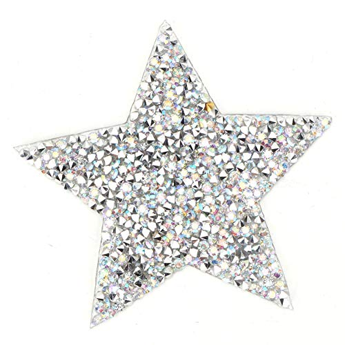 Strass-Applikation, 10 Stück, Strass-Stern-Applikation, zum Aufbügeln, Sternform, Applikationen für Kleider, Schuhe, Taschen, Hüte, Kleidung (8 cm, AB-Farbe, fünfzackiger Stern) von Estink