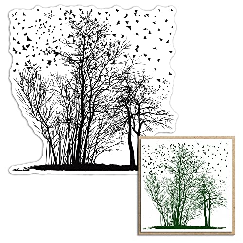 Bäume Vögel Hintergrund Clear Stamps for Card Making and Journaling, Trees Leaves Silicone Stamps Wild Birds Rubber Stamps for Scrapbooking DIY Cards Album Crafts Supplies von Estivaux